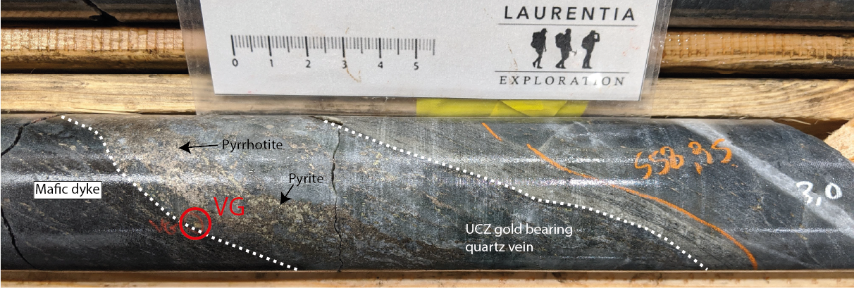Gold bearing quartz sulfides shear vein of the UHGZ